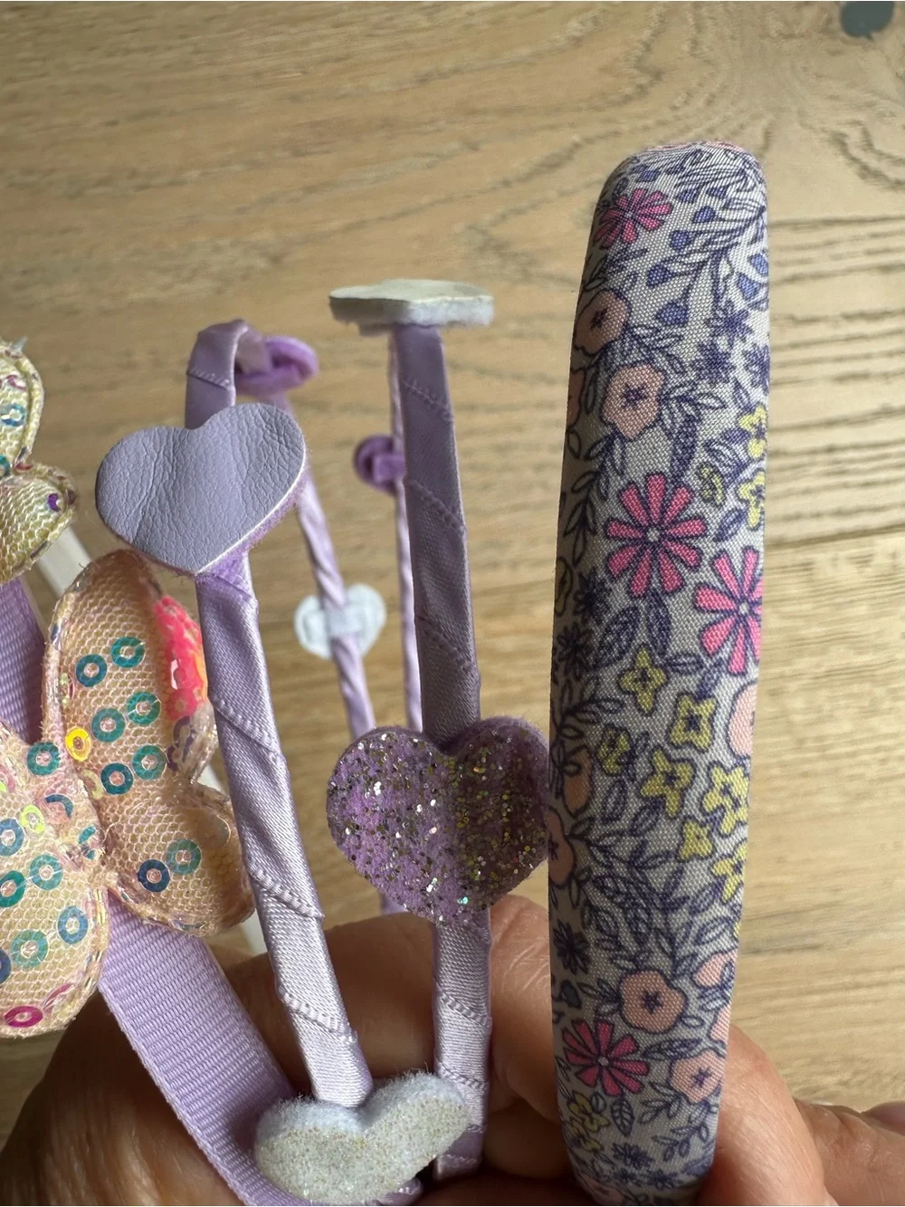 Set of 3 Lavender Heart & Butterfly Headbands Lilac, Pink